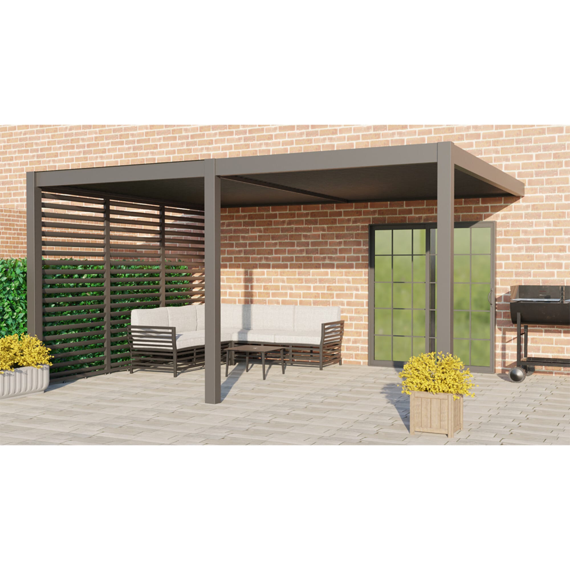 Wall Mounted Remanso Electric Louvered Pergola 4x5m